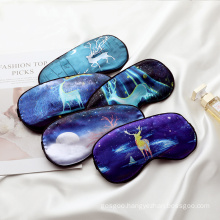 Starry Deer Series Satin Silk Sleeping Mask Eye Protecting Blindfold with Adjustable Straps